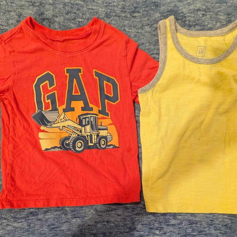 GAP 3T Kids Orange Tee, Yellow Tank, and Navy Shorts Set
